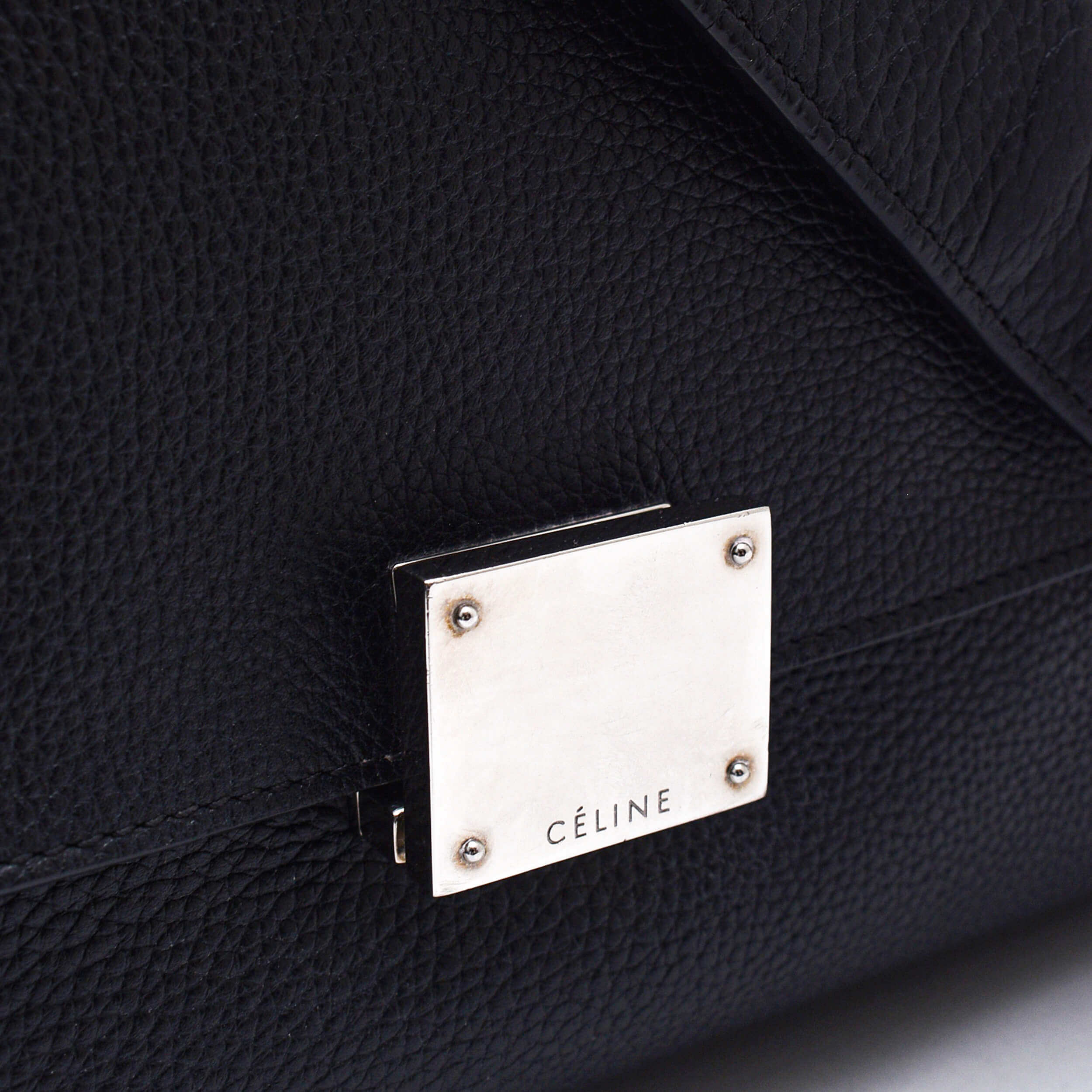 Celine - Black Grained Leather & Suede Small Trapeze Bag